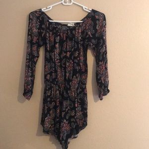 Off-the-Shoulder Patterned Romper